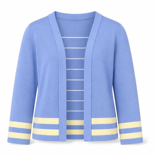 Honor Millburn Womens Blue Striped Knit Cardigan Size S 10-12