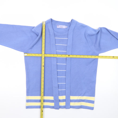 Honor Millburn Womens Blue Striped Knit Cardigan Size S 10-12