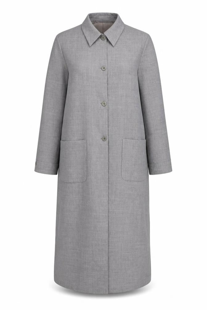Liz Claiborne Women's Grey Long Overcoat Size 12 Wool Blend