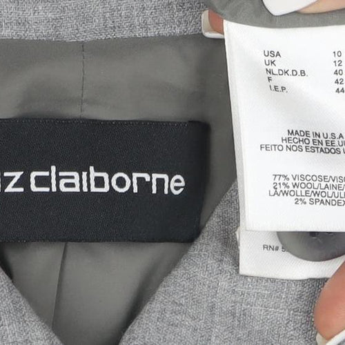 Liz Claiborne Women's Grey Long Overcoat Size 12 Wool Blend
