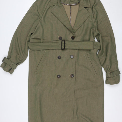Vero Moda Women's Green Long Trench Coat Belted L