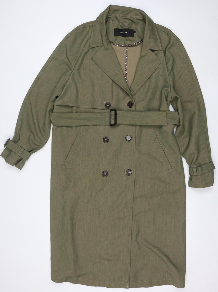 Vero Moda Women's Green Long Trench Coat Belted L