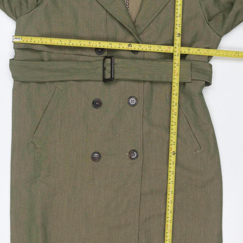 Vero Moda Women's Green Long Trench Coat Belted L