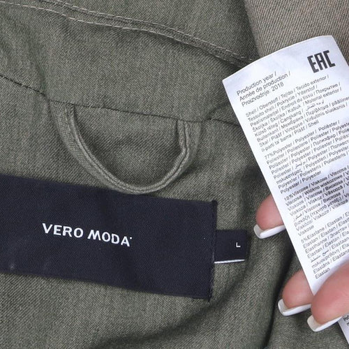 Vero Moda Women's Green Long Trench Coat Belted L