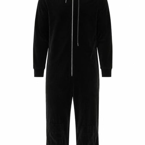 boohooMAN Men’s Black S Velour Zip Hoodie Jumpsuit Lounge Trousers