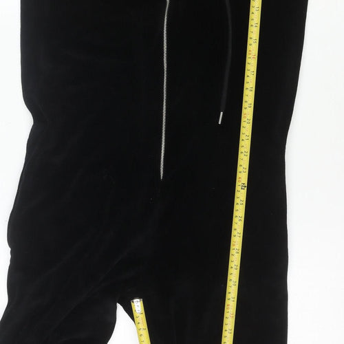 boohooMAN Men’s Black S Velour Zip Hoodie Jumpsuit Lounge Trousers