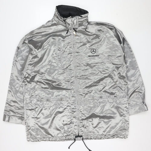 Mercedes-Benz Men’s Silver 2XL Windbreaker Jacket with Hood