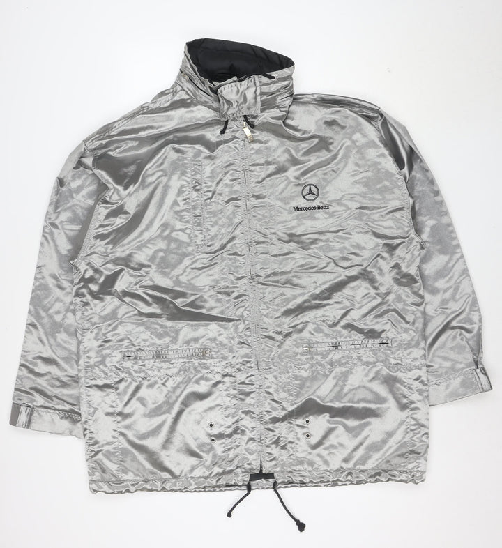 Mercedes-Benz Men’s Silver 2XL Windbreaker Jacket with Hood