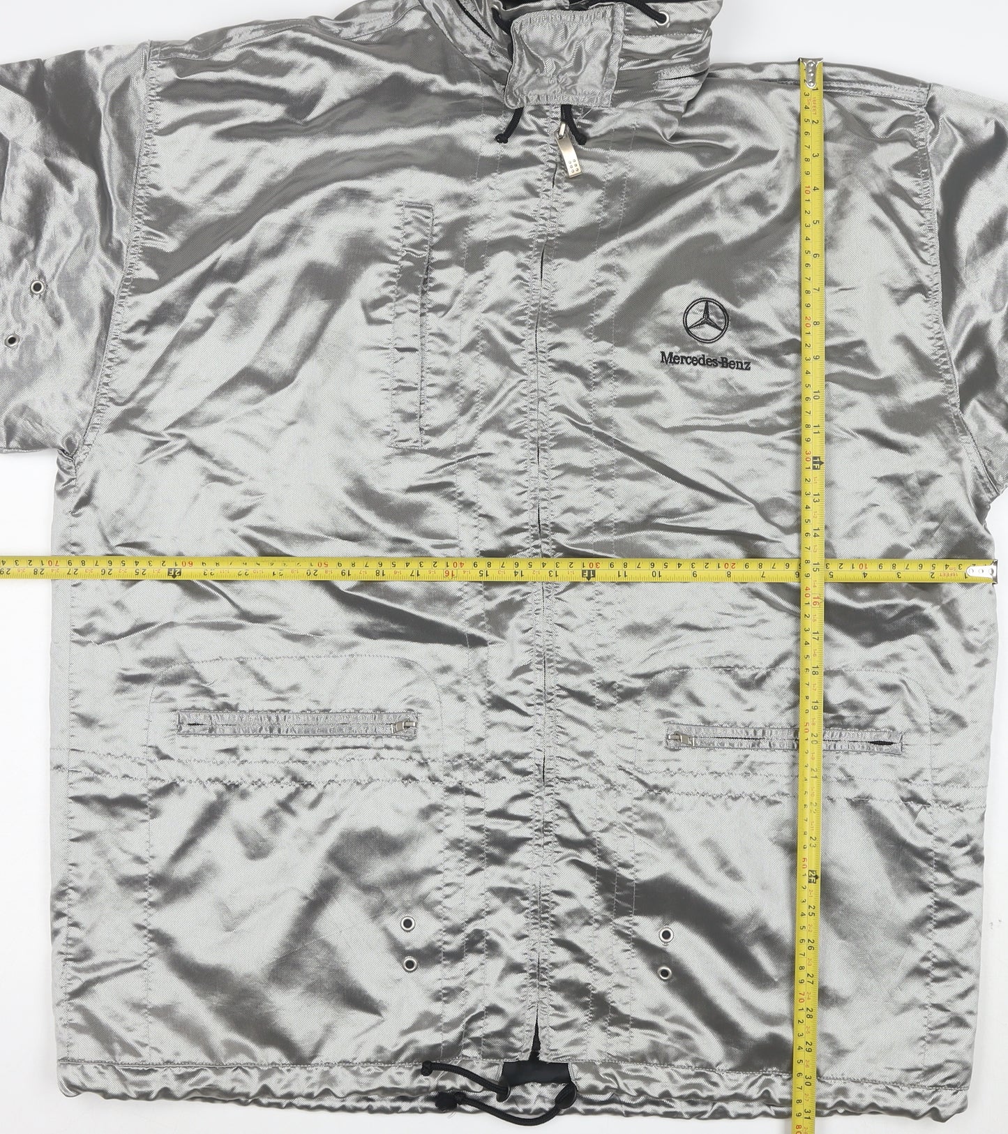 Mercedes-Benz Men’s Silver 2XL Windbreaker Jacket with Hood