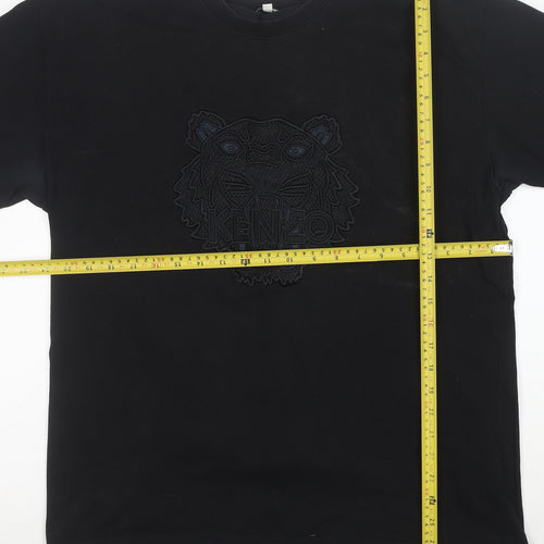Kenzo Men Black XL Embroidered Tiger Logo Cotton T-Shirt