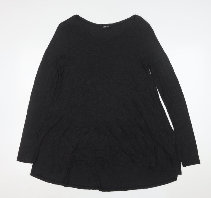 Crea Concept Women Black Long Sleeve A-Line Jersey Dress Size 12