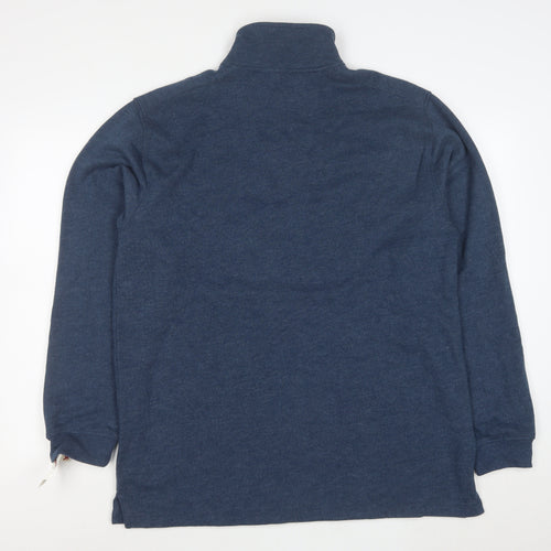 Arrow Men's Blue 1/4 Zip High Neck Cotton Blend Pullover Sweatshirt Size L