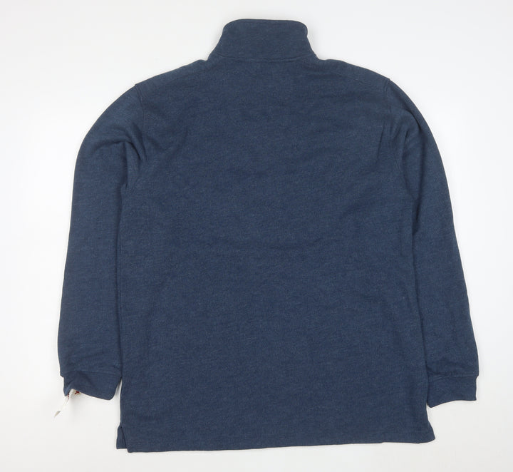 Arrow Men's Blue 1/4 Zip High Neck Cotton Blend Pullover Sweatshirt Size L