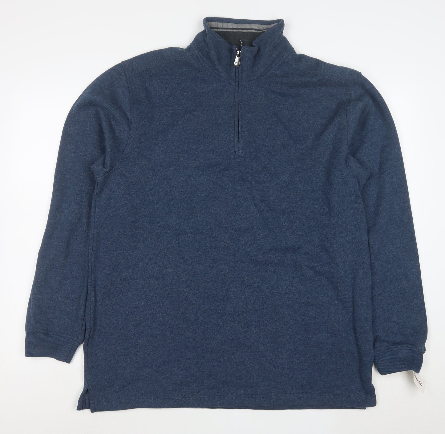 Arrow Men's Blue 1/4 Zip High Neck Cotton Blend Pullover Sweatshirt Size L