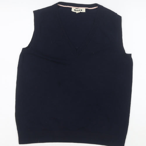 Boden Women's Blue Cotton V-Neck Sleeveless Knit Vest M