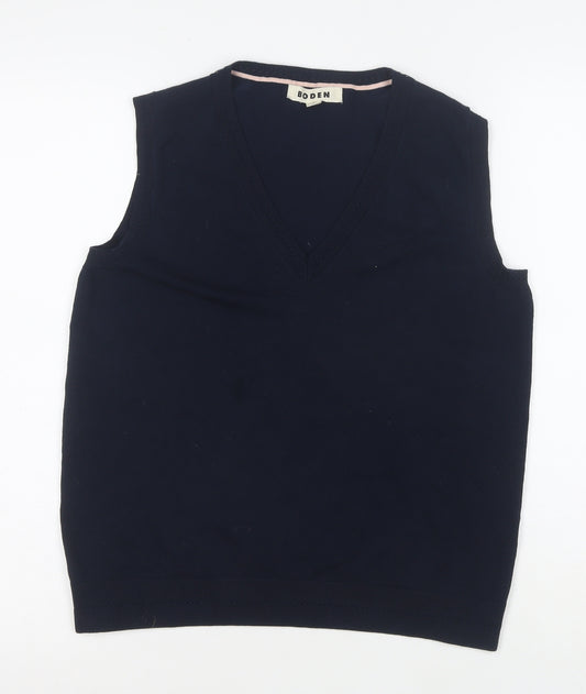 Boden Women's Blue Cotton V-Neck Sleeveless Knit Vest M
