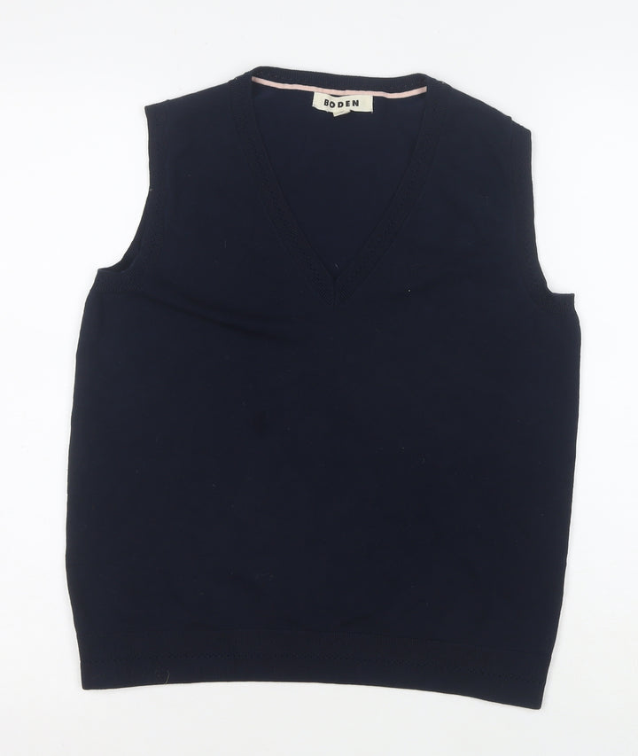 Boden Women's Blue Cotton V-Neck Sleeveless Knit Vest M