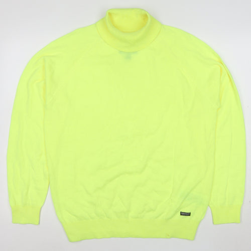 Threadbare Men's Yellow Roll Neck Lightweight Acrylic Jumper L