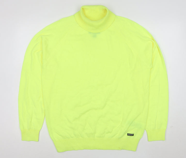 Threadbare Men's Yellow Roll Neck Lightweight Acrylic Jumper L