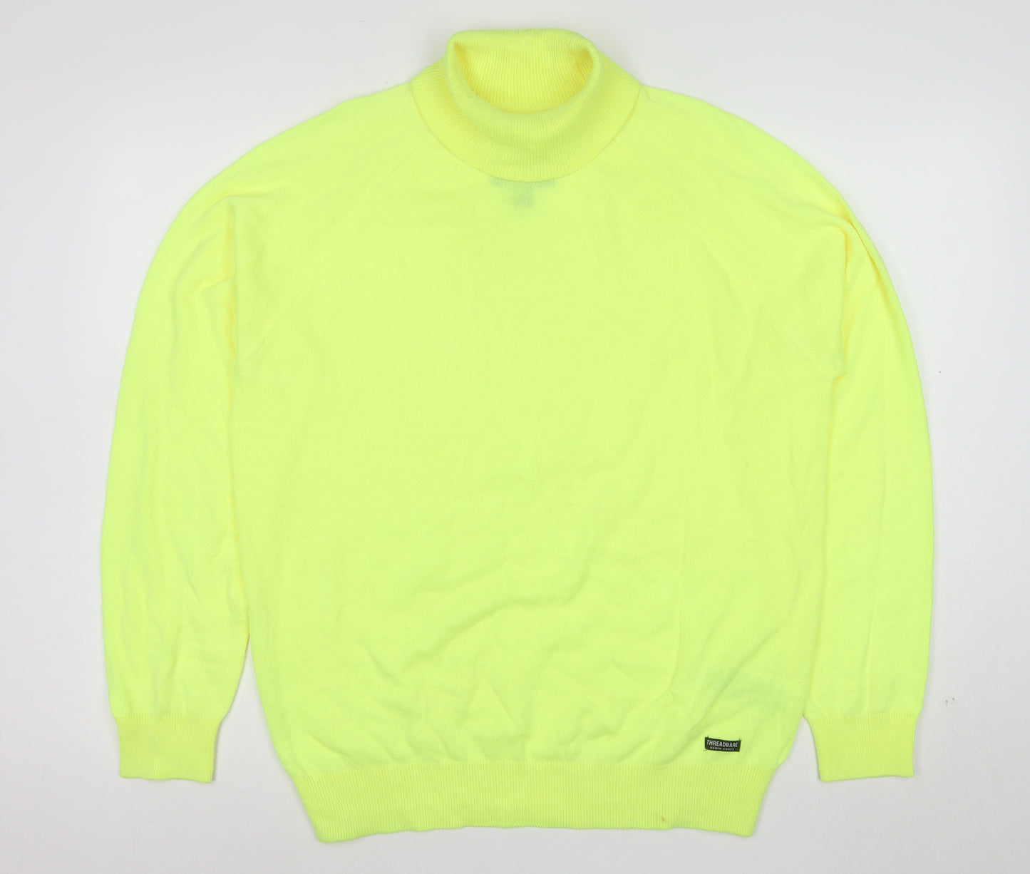 Threadbare Men's Yellow Roll Neck Lightweight Acrylic Jumper L