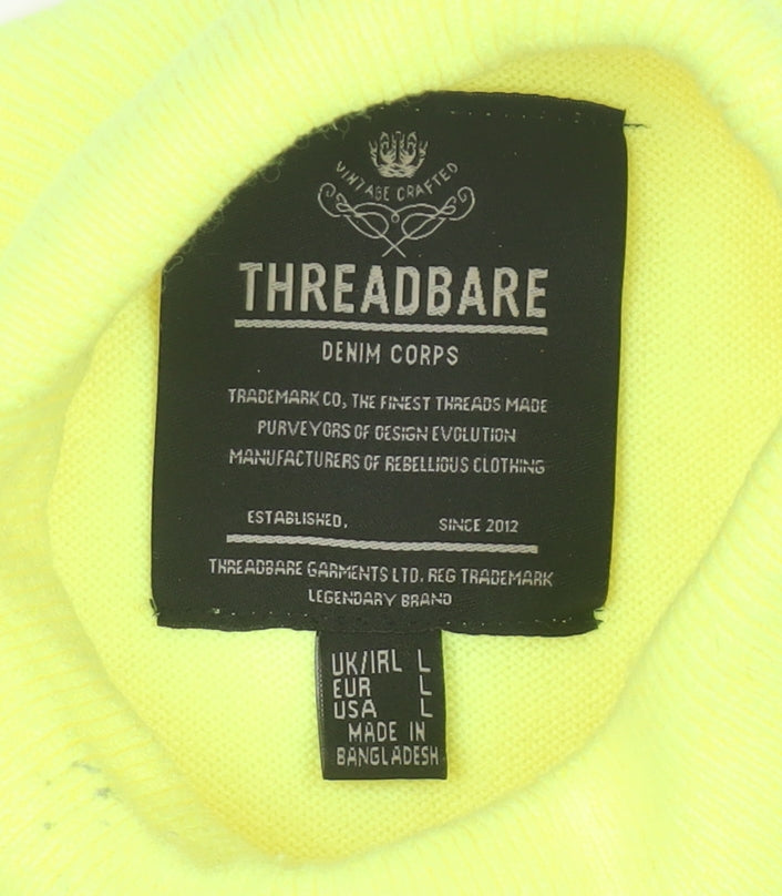 Threadbare Men's Yellow Roll Neck Lightweight Acrylic Jumper L
