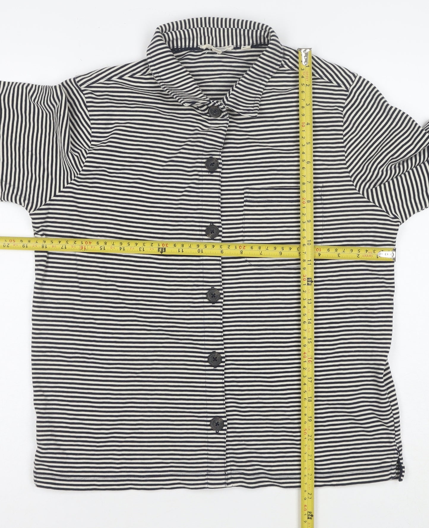 Fat Face Womens Blue Striped Button-Up Cotton Shirt Size 8