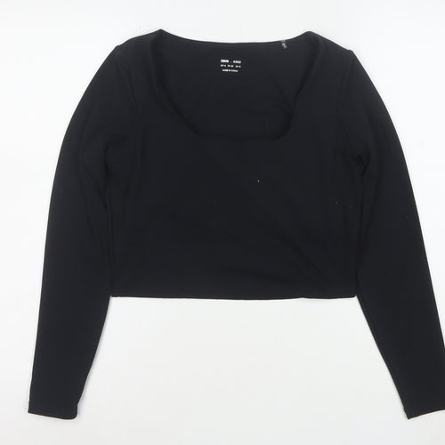 ASOS Women Black Size 14 Cropped Long Sleeve Scoop Neck Top