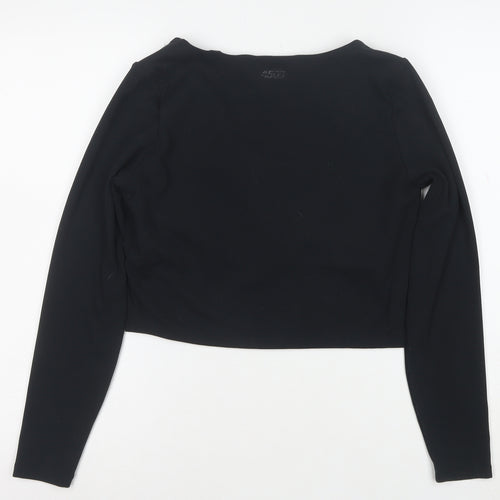 ASOS Women Black Size 14 Cropped Long Sleeve Scoop Neck Top
