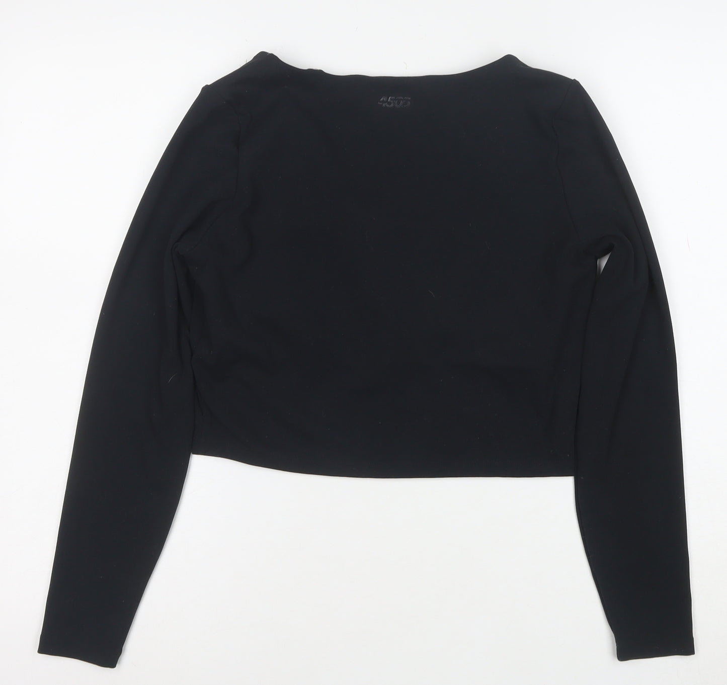 ASOS Women Black Size 14 Cropped Long Sleeve Scoop Neck Top