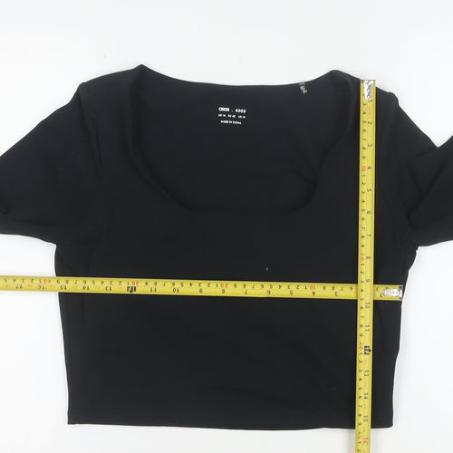 ASOS Women Black Size 14 Cropped Long Sleeve Scoop Neck Top