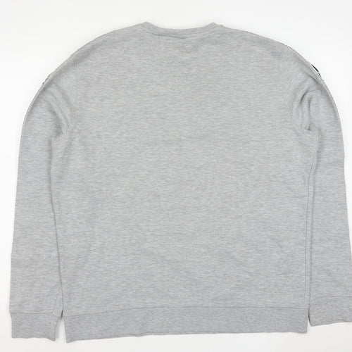 FILA Mens Grey Logo Tape Crew Neck Sweatshirt XL Regular Fit