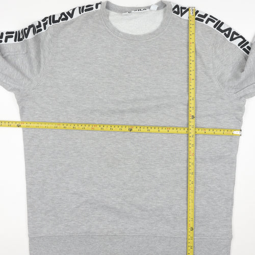 FILA Mens Grey Logo Tape Crew Neck Sweatshirt XL Regular Fit