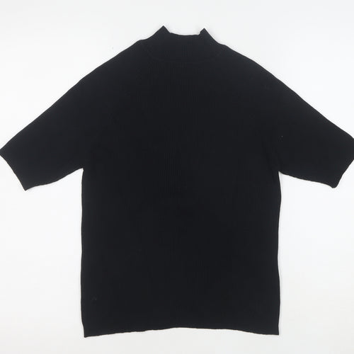 Bravissimo Women’s Black Mock Neck Short Sleeve Cotton Knit Top Size 14