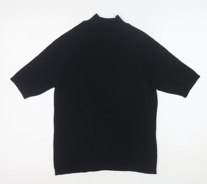 Bravissimo Women’s Black Mock Neck Short Sleeve Cotton Knit Top Size 14