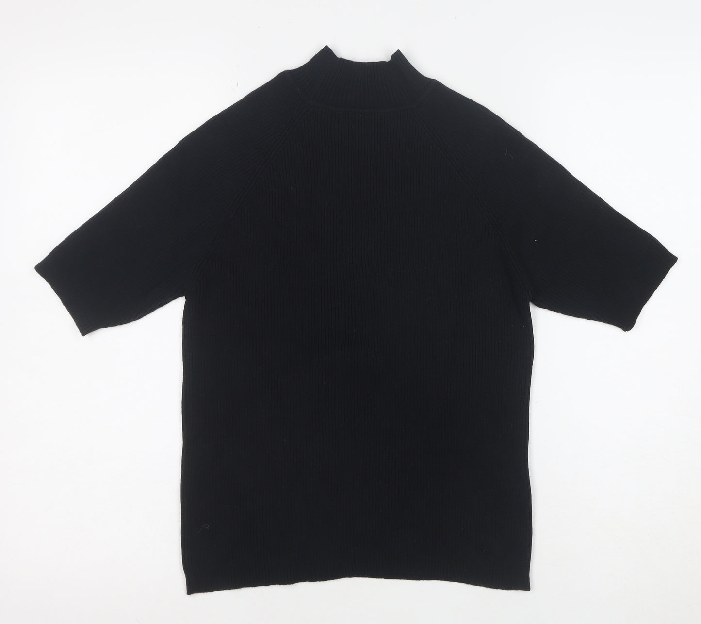 Bravissimo Women’s Black Mock Neck Short Sleeve Cotton Knit Top Size 14