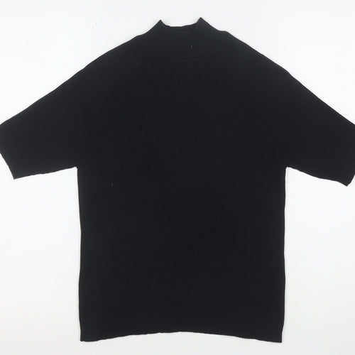 Bravissimo Women’s Black Mock Neck Short Sleeve Cotton Knit Top Size 14