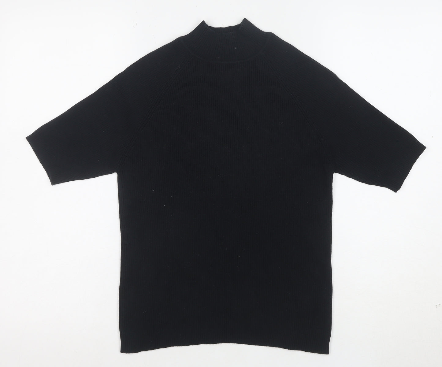 Bravissimo Women’s Black Mock Neck Short Sleeve Cotton Knit Top Size 14