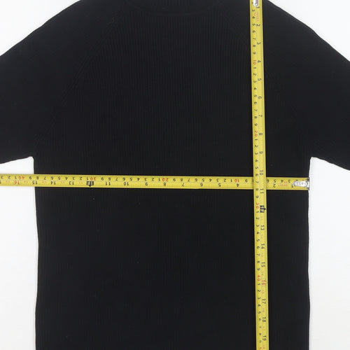 Bravissimo Women’s Black Mock Neck Short Sleeve Cotton Knit Top Size 14