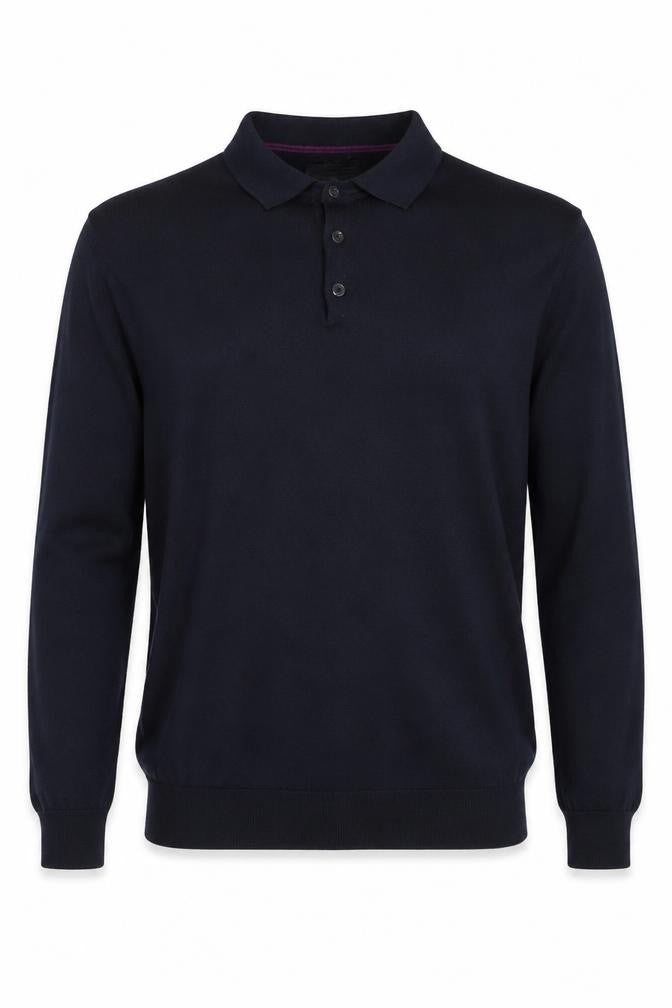 Next Men's Blue Merino Wool Collared Henley Jumper Medium