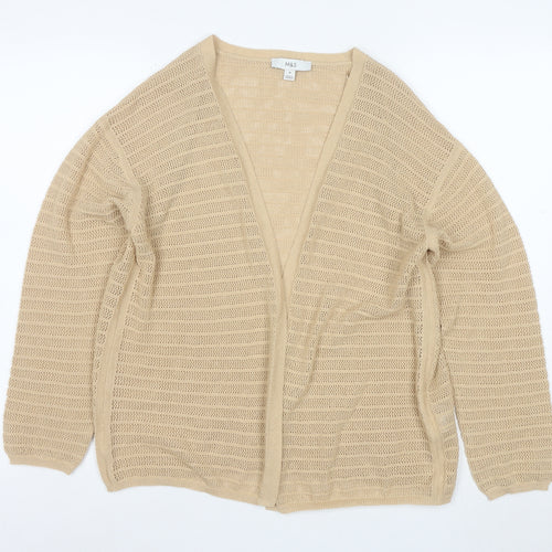 Marks and Spencer Women Beige Open Knit Long Sleeve Cardigan M