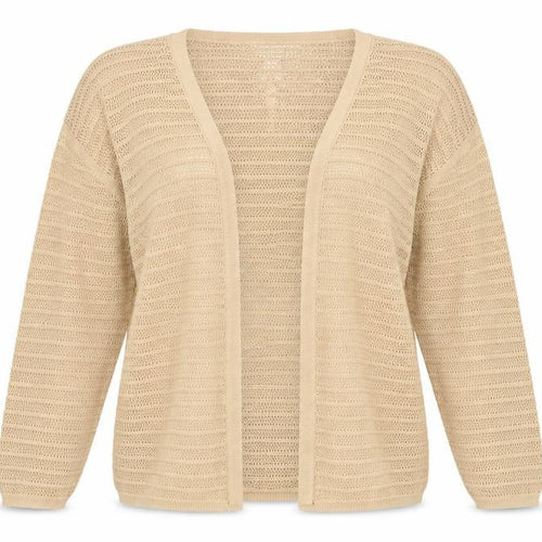 Marks and Spencer Women Beige Open Knit Long Sleeve Cardigan M