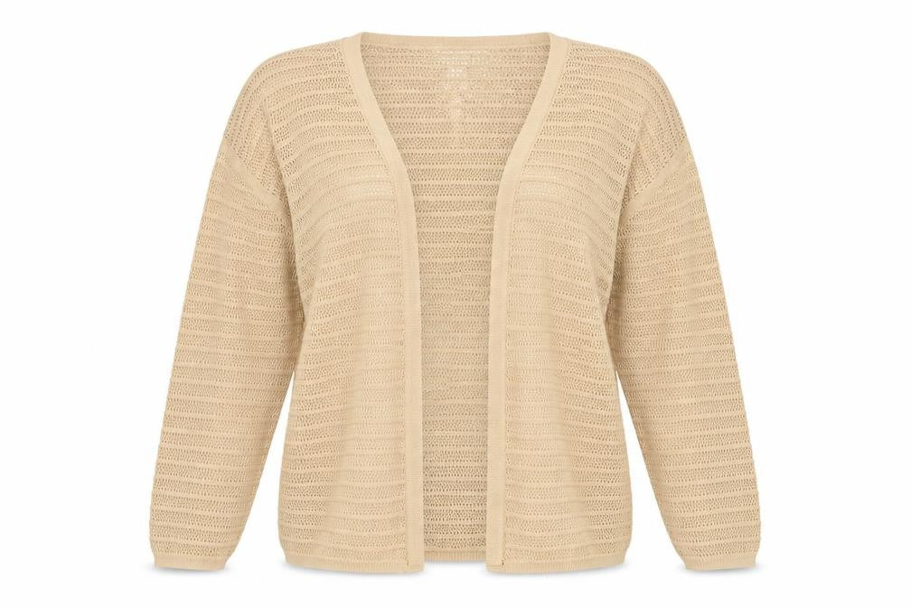 Marks and Spencer Women Beige Open Knit Long Sleeve Cardigan M