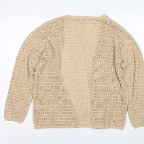 Marks and Spencer Women Beige Open Knit Long Sleeve Cardigan M