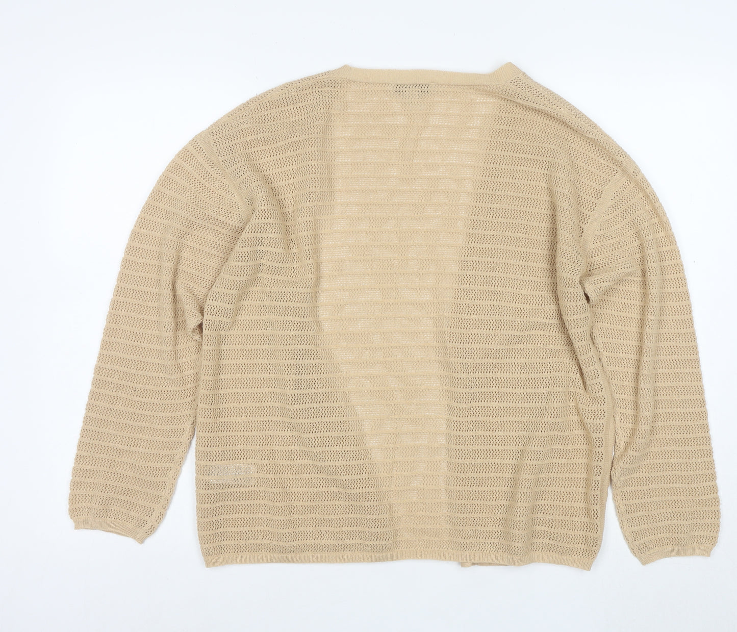 Marks and Spencer Women Beige Open Knit Long Sleeve Cardigan M