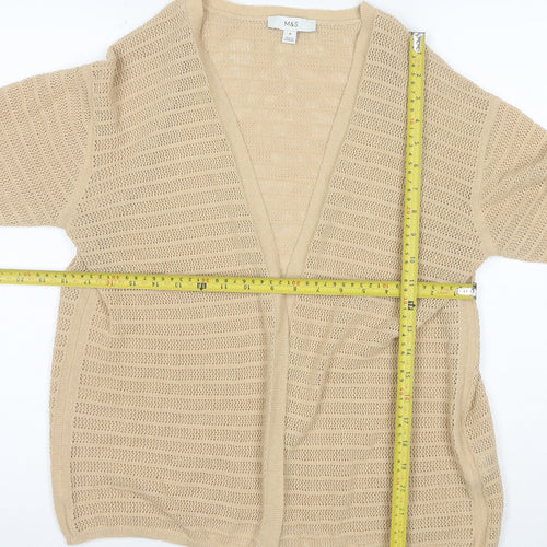 Marks and Spencer Women Beige Open Knit Long Sleeve Cardigan M