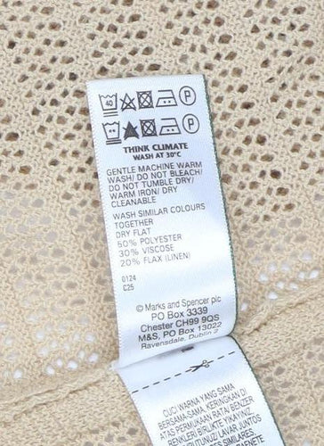 Marks and Spencer Women Beige Open Knit Long Sleeve Cardigan M