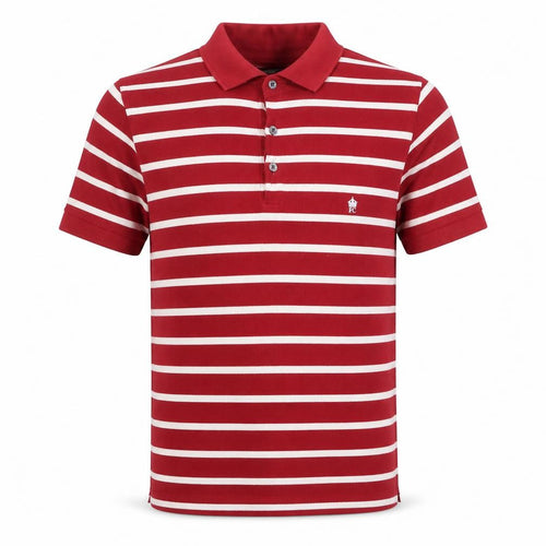 French Connection Men's Red & White Striped Cotton Polo Shirt Size M