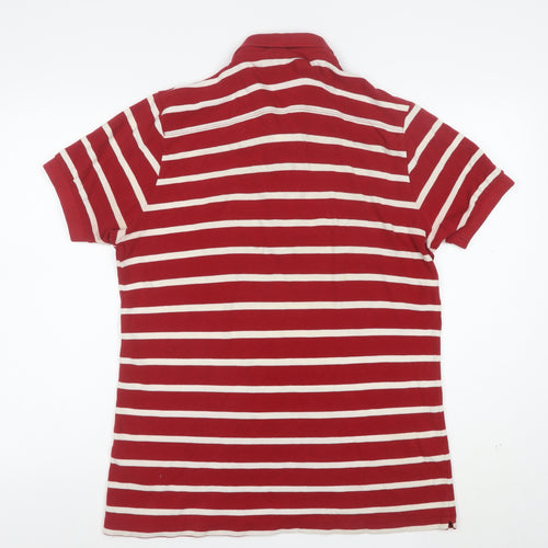 French Connection Men's Red & White Striped Cotton Polo Shirt Size M
