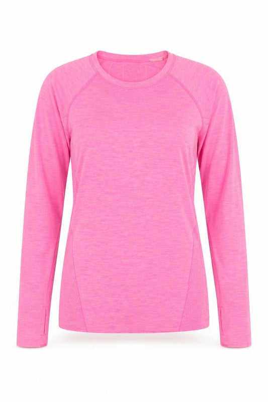 H&M Women Pink Long Sleeve Sport T-Shirt Size S Slim Fit Activewear