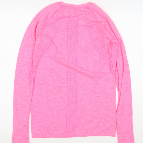 H&M Women Pink Long Sleeve Sport T-Shirt Size S Slim Fit Activewear